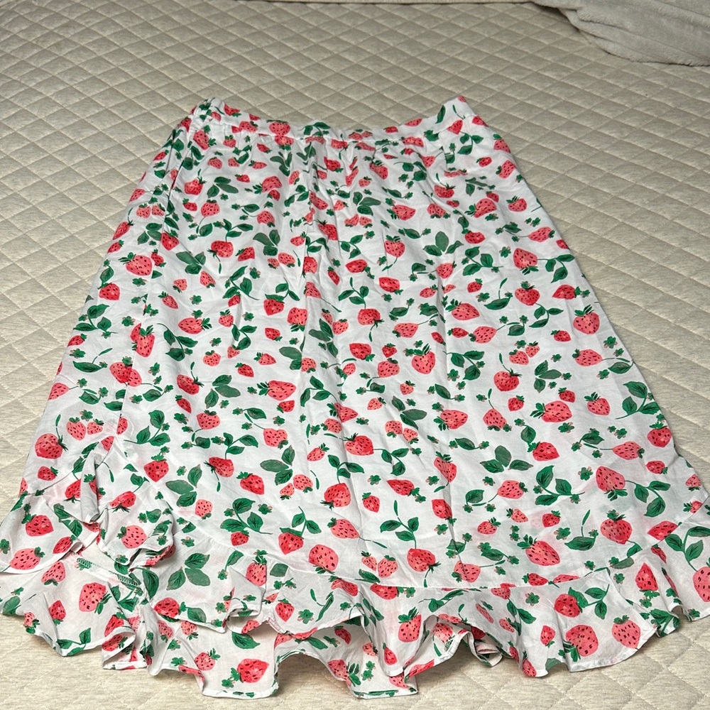 J. Crew Strawberry and Leaf Print A-Line Skirt size M